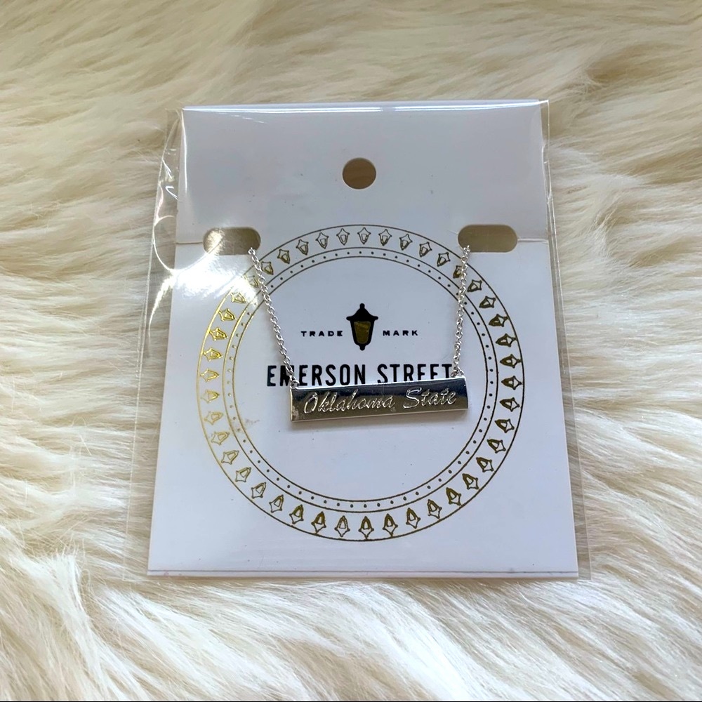 NWT Emerson Street Clothing Co OKLAHOMA STATE Silver Necklace OSU